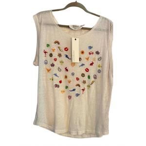 NEW PAPARAZZI women's graphic muscle tee in ivory